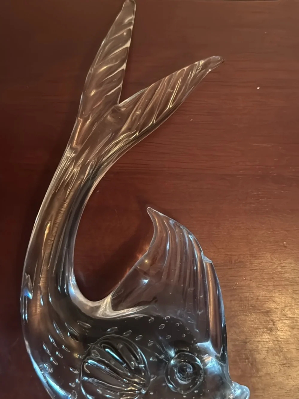 Murano Clear Glass Fish Ornament - Decorative Aquarium Accent
